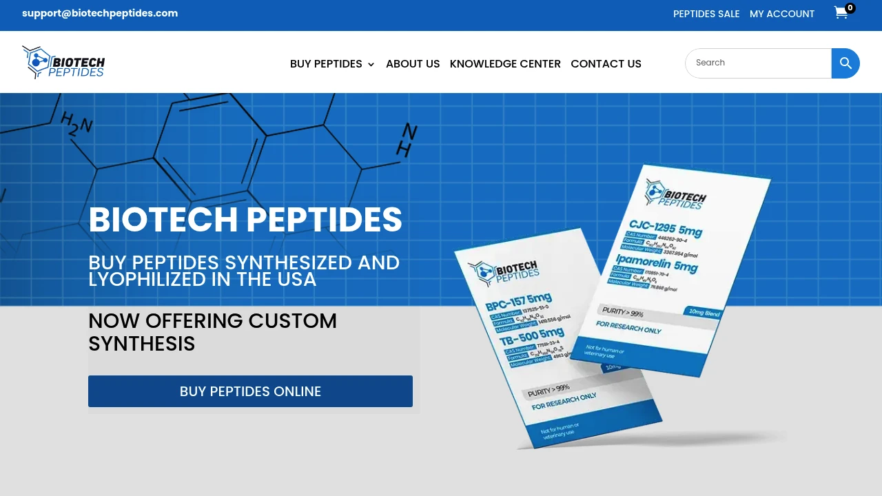 Screenshot of Biotech Peptides website