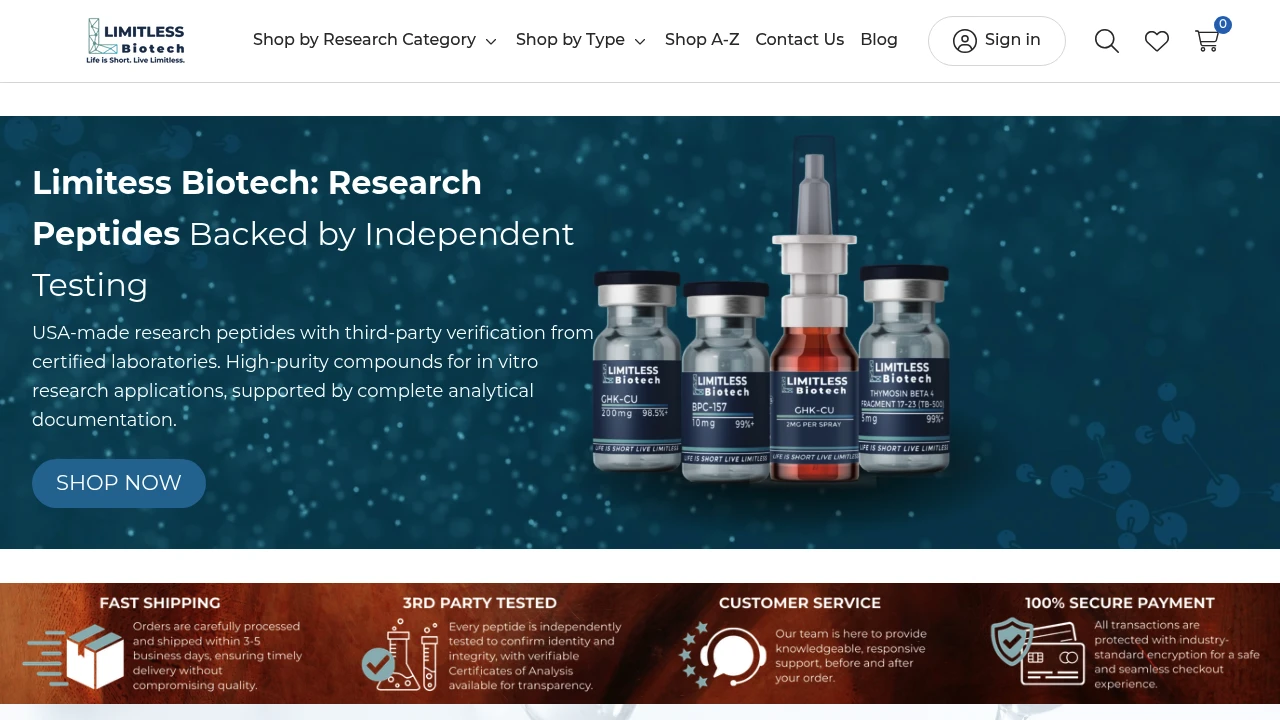 Screenshot of LIMITLESS Biotech website